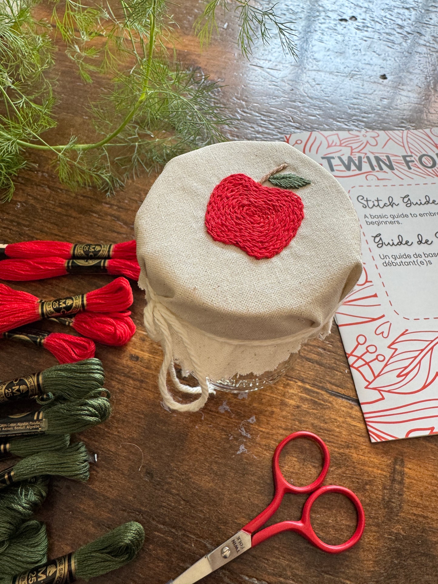 Embroidery Kit - Apple Jar Covers