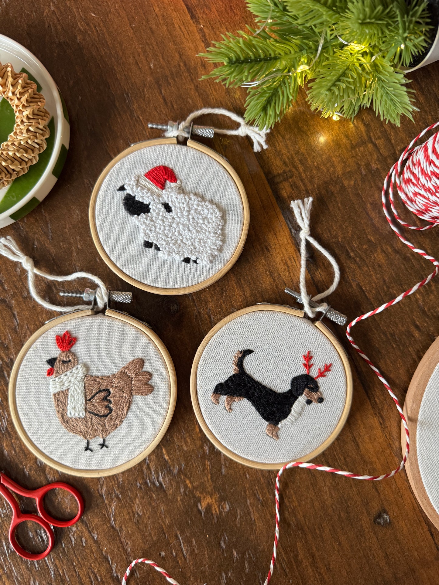 PDF Embroidery Pattern - Festive Friends Ornaments