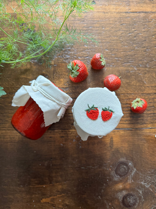 Embroidery Kit - Strawberry Jam Jar Covers