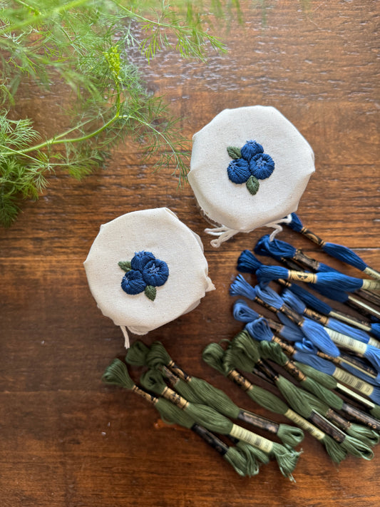 Embroidery Kit - Blueberry Jam Jar Covers