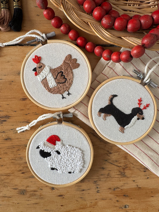 Embroidery Kit - Festive Friends Ornaments